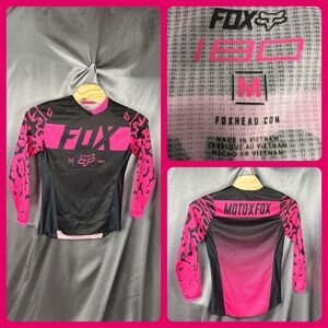 Fox‎ Racing 180 Jersey Womens Small Pink Black Leopard MX Motocross Style 14980